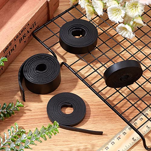 GORGECRAFT 4 Sizes Black Flat Genuine Leather Strap Jewelry Cord Roll Total 126 Inch Long Full Grain Leather Braiding String Strip 6mm 10mm 0.6 Inch 1 Inch Wide for Shoe Lace Belts Straps DIY Craft - Image 4