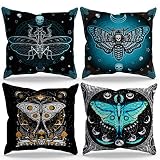 Tarot Moon Phase Hippie Butterfly Moth The Dead Head Throw Pillow Cover Pillowcase Tarot Theme 18x18