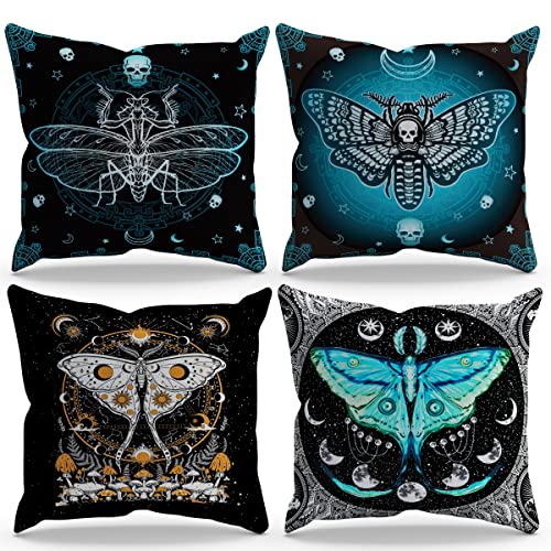 Tarot Moon Phase Hippie Butterfly Moth The Dead Head Throw Pillow Cover Pillowcase Tarot Theme 18X18 Inch Set Of 4 Decor For Gothic Home Office,Tarot Lovers Gifts #TOP9