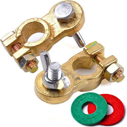 OTUAYAUTO Thickened Brass Battery Terminal Set 2Pcs Positive & Negative Car Batt