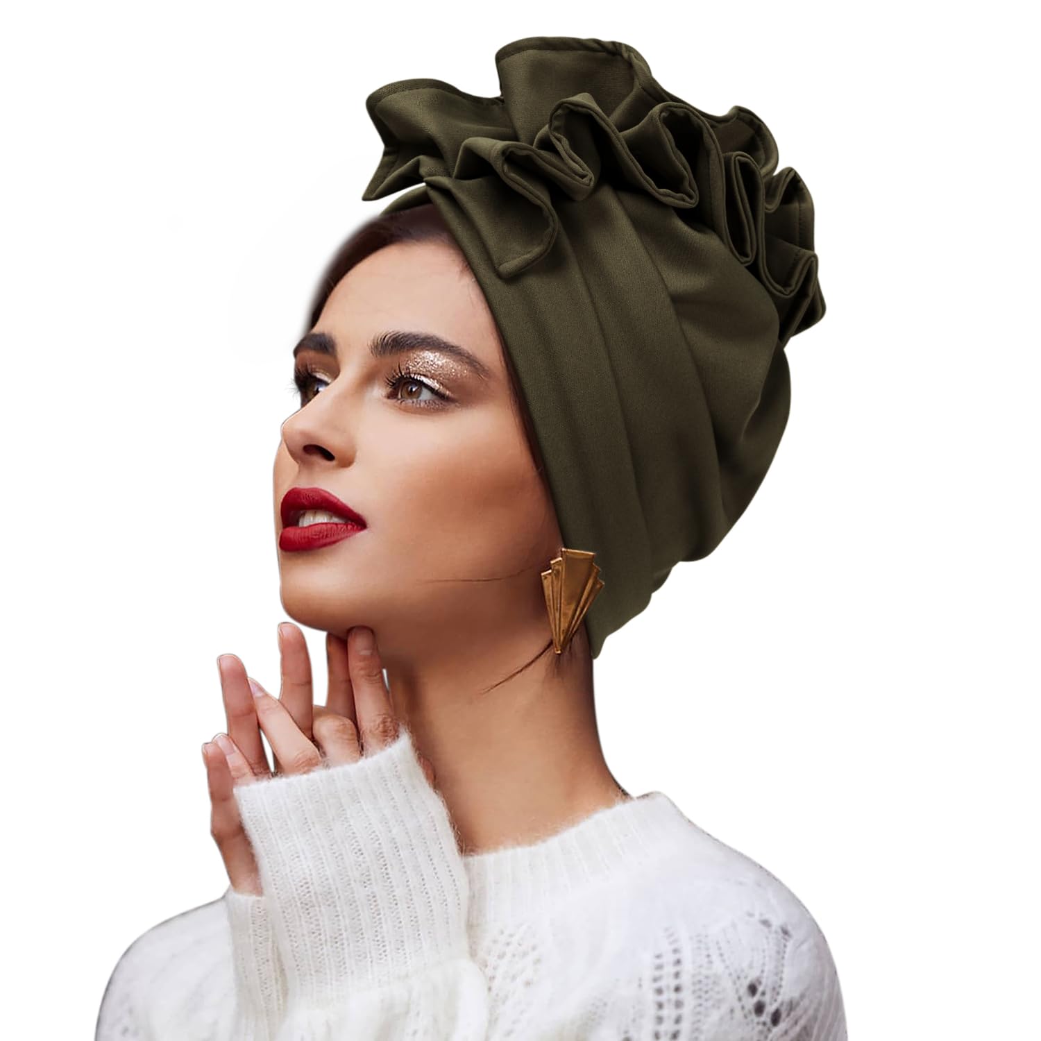 DANMYWomen Turbans and Head Wraps, Skull-Caps, African Turban Flower Knot  Pre-Tied Bonnet Beanie Cap for Women