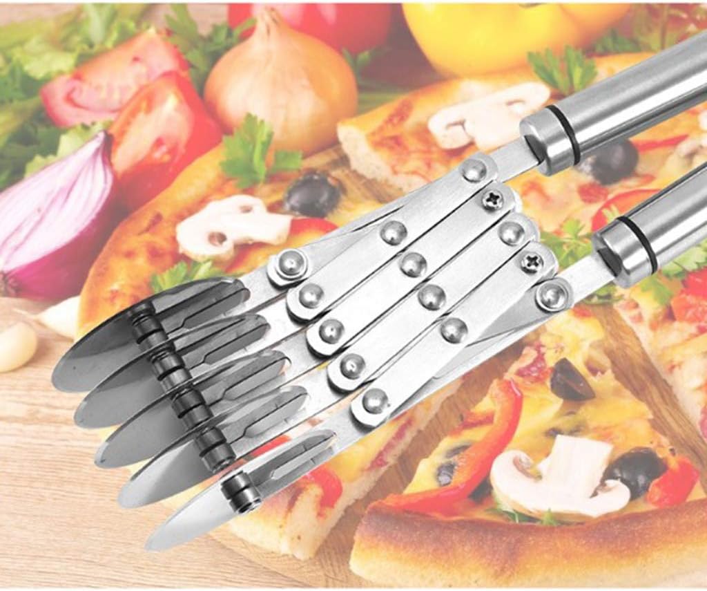 5-Wheel Slicer Stainless Steel Pizza Slicer Pasta Baking Roller Cutter Adjustable Pizza Slicer