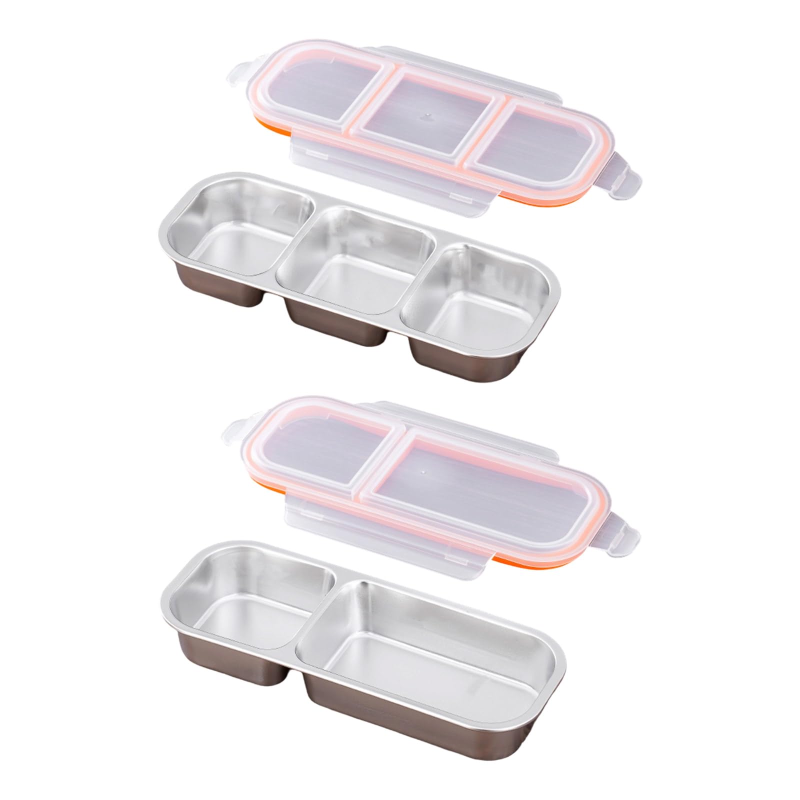 2 Pack Metal Meal Containers Divided Tray Leak Proof Lid Rustproof Snack Box Food Organizer Kitchen Essentials Divided Lunch Container