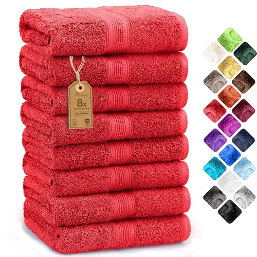 NatureMark 8er Pack Handtücher, 100{204a34c1c16bd827b55f11456d32f3391271c607fd31d9fdd5c9fd964ec28bbd} Baumwolle, 50 x 100 cm, Handtuch Set Rot NatureMark 8er Pack Handtücher, 100{204a34c1c16bd827b55f11456d32f3391271c607fd31d9fdd5c9fd964ec28bbd} Baumwolle, 50 x 100 cm, Handtuch Set Rot