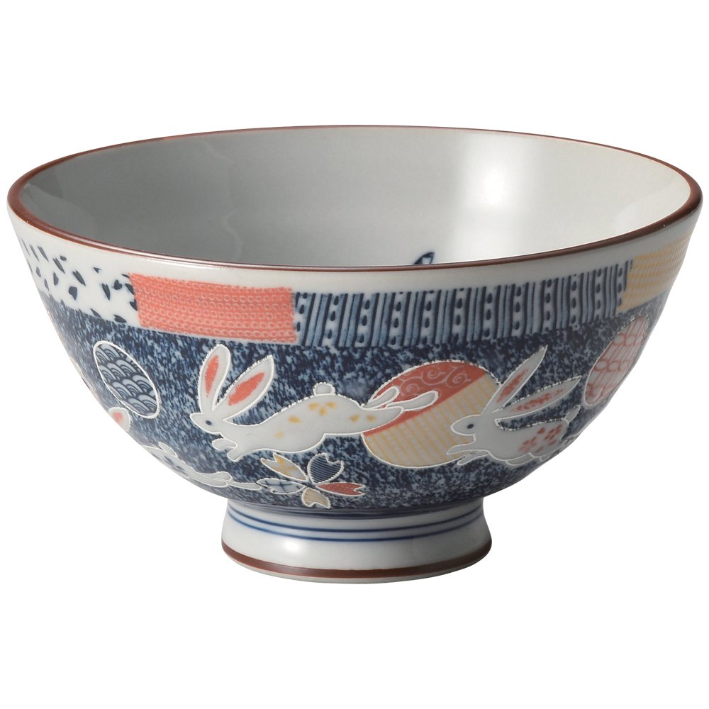 【花うさぎ】茶碗　クリスマス 花うさぎ】茶碗 クリスマス ご飯茶碗 花うさぎ(全2色） : 小林