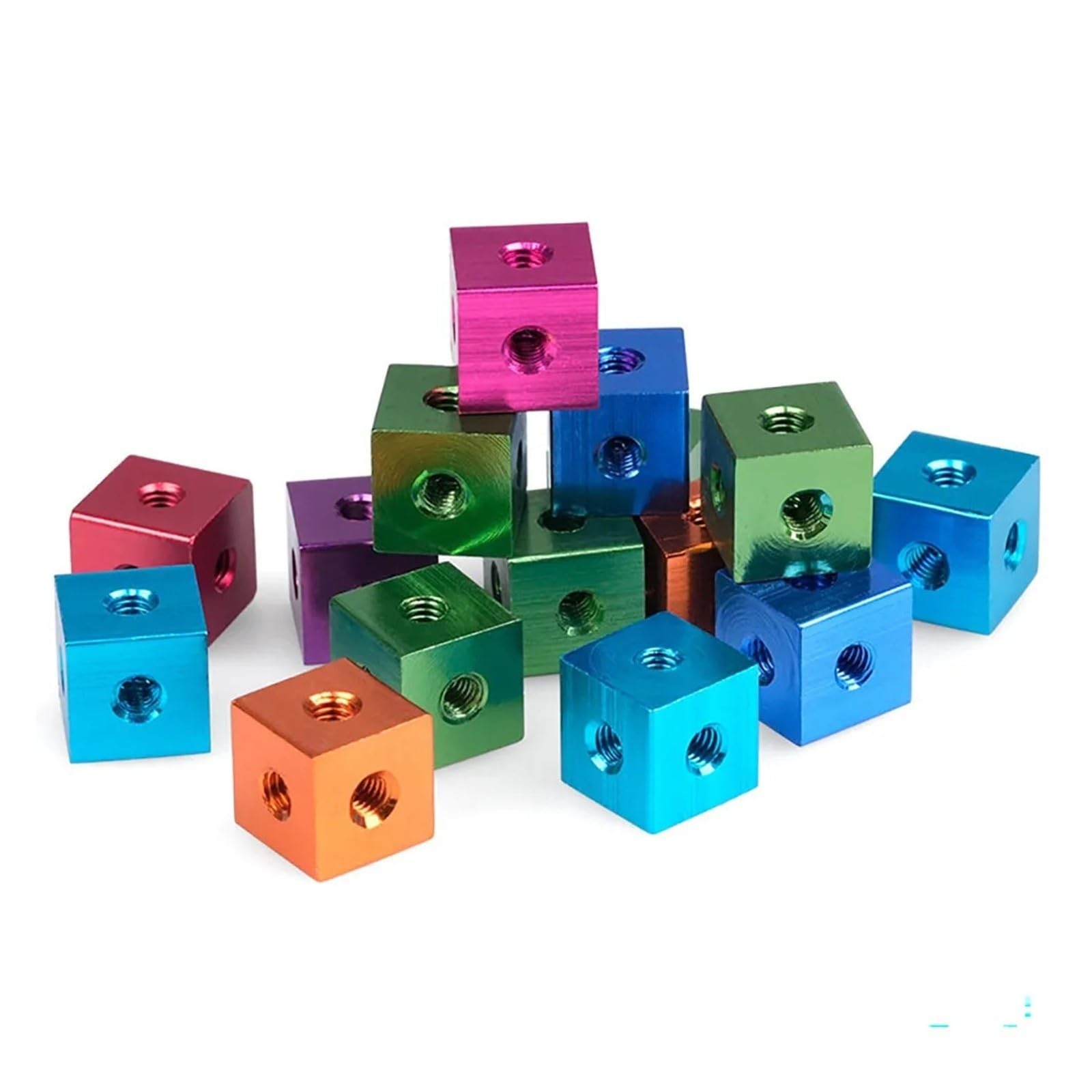 Vite a 6 lati M3 M4 M5 M6 M8 M10 Fori Dado Blocco Collegamento di bloccaggio in alluminio Staffa quadrata Fissaggio Piastra filettata Cubo(Red,M8 (25x25x25)-5pcs)