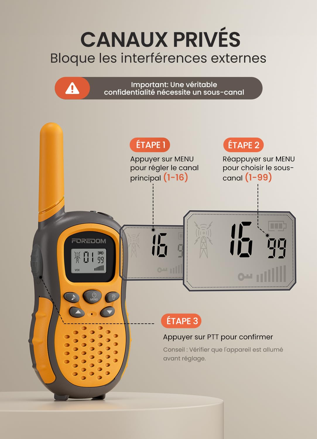 FOREDOM Talkie Walkie Enfants Rechargeable, Talkie-Walkie Longue Portée pour Garçons & Filles de 3-12 Ans avec Lampe, Lot de 3