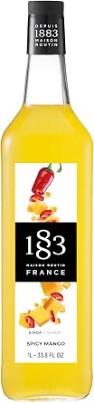 1883 - Maison Routin Premium Spicy Mango Syrup, Natural Fruit Syrup, Absolute for Cocktails and Mocktails, Iced Teas, Desserts and More, No Preservatives – 1L Glass Bottle