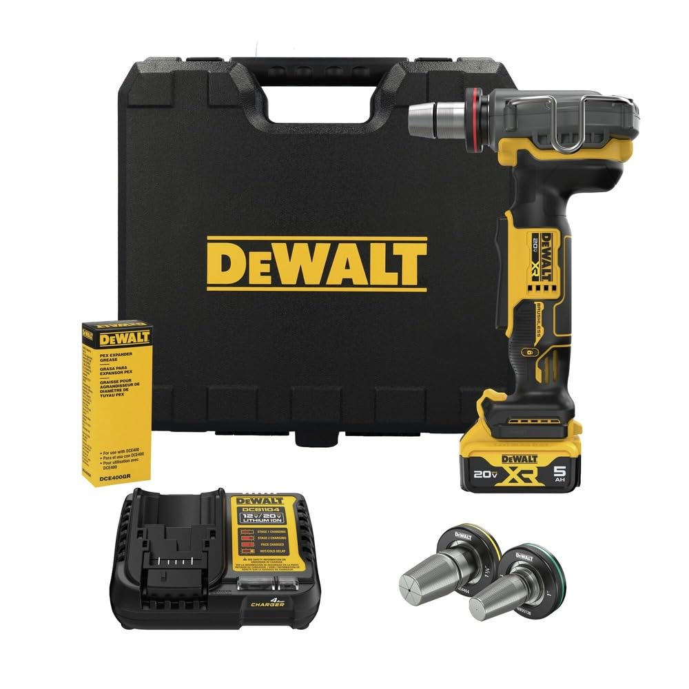 DeWalt DCE410P1 PEX expander kit, 1 in. to 1-1/2 in. heads, 5.0 Ah battery