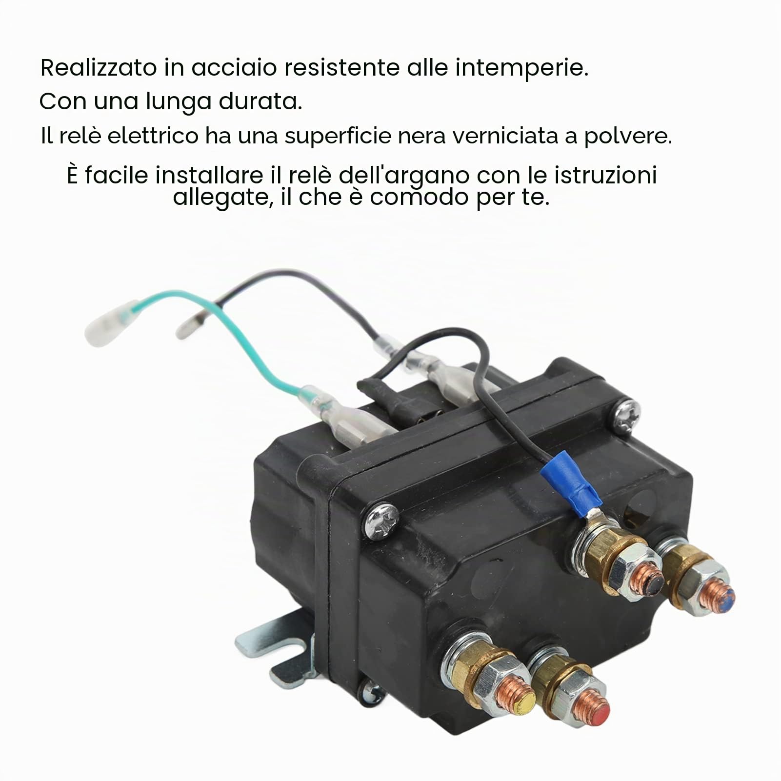 Relè Verricello Elettrico Professionale Verniciato a Polvere Superficie Nera 12V 250A per ATV UTV