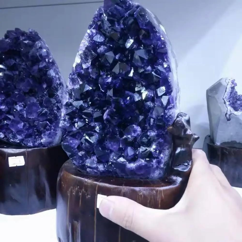 KJEBVHIRS Beautiful Uruguay Purple Amethyst Amethyst Quartz Cluster Quartz Crystal+Stand