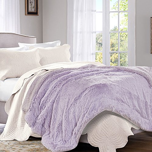 Chanasya Super Soft Fuzzy Shaggy Faux Fur Throw Blanket - Chic Design Snuggly Plush Lightweight With Fluffy Reversible Sherpa For Couch Living Room Bedroom Home Décor (50X65 Inches) Purple Orchid #TOP6