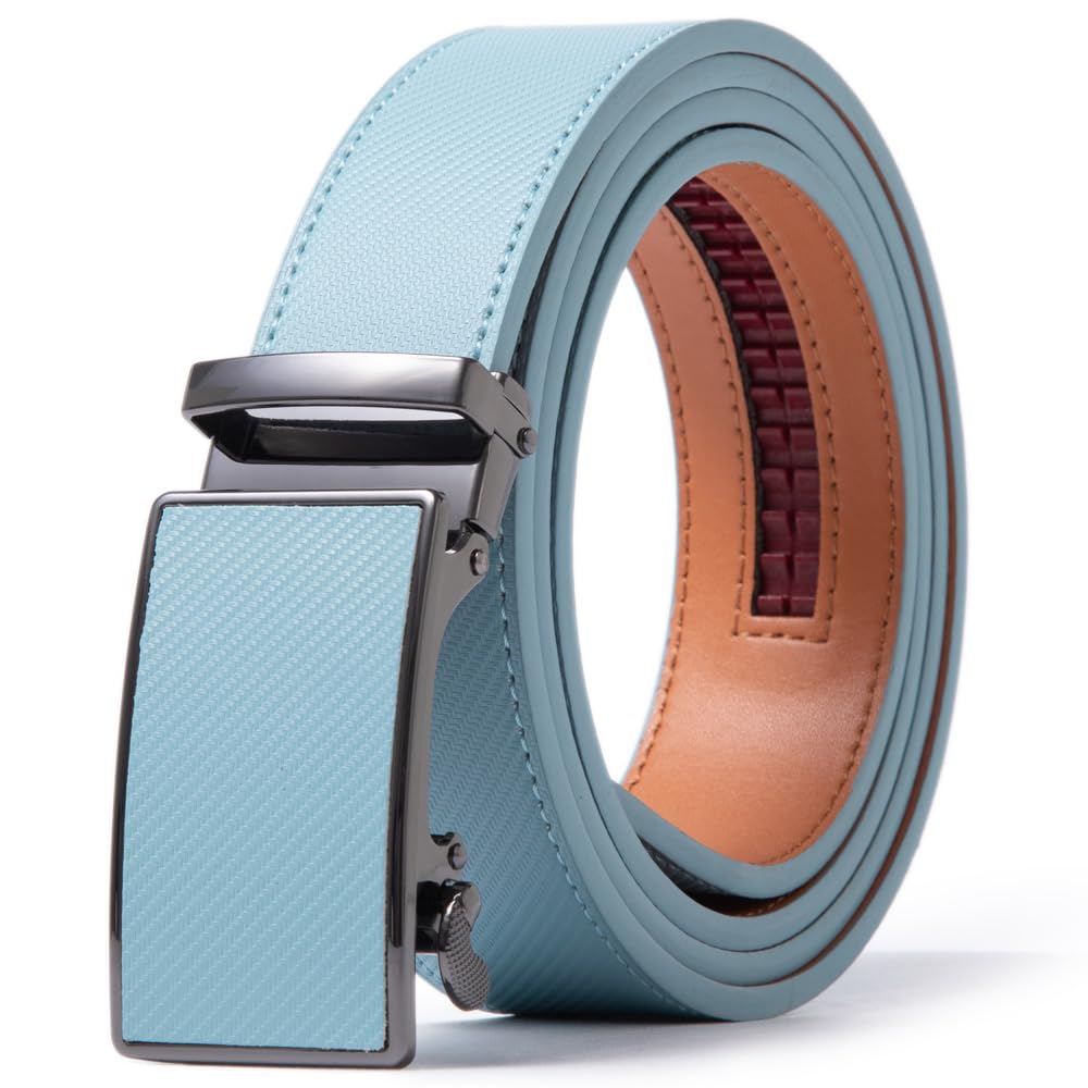 Genuine Leather Slide Ratchet Belt Men Multicolored Unisex Customizable Fit