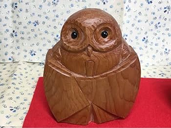 未使用】一位一刀彫 ふくろう 置物 木彫り イチイ 伝統工芸 雛人形