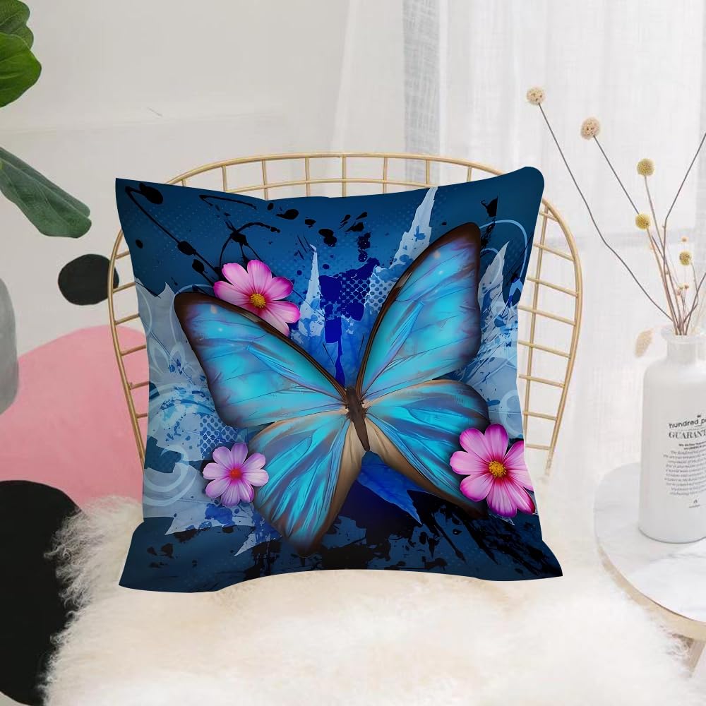 HYOSXW Cushion Cover,Throw Pillow Case Home Decorative for Living Room Bedroom Sofa Chair 16X16 Inch,Butterfly,Illustration of blue butterfly with abstract background,Mysterious bu,Pillowcase 40X40cm