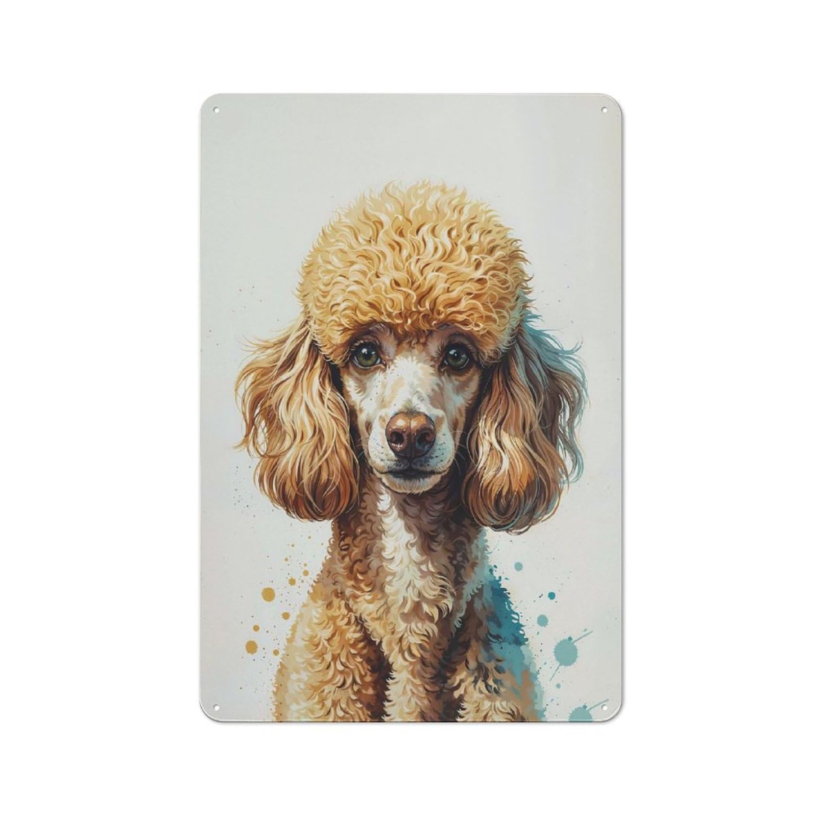 Junmoney Elegant Poodle Portrait With Watercolor Accen Ts Vintage Metal Wall Decor 30X20cm, Tin Wall Sign For Coffee Bar, Kitchen, Bistro Or Tea Corner