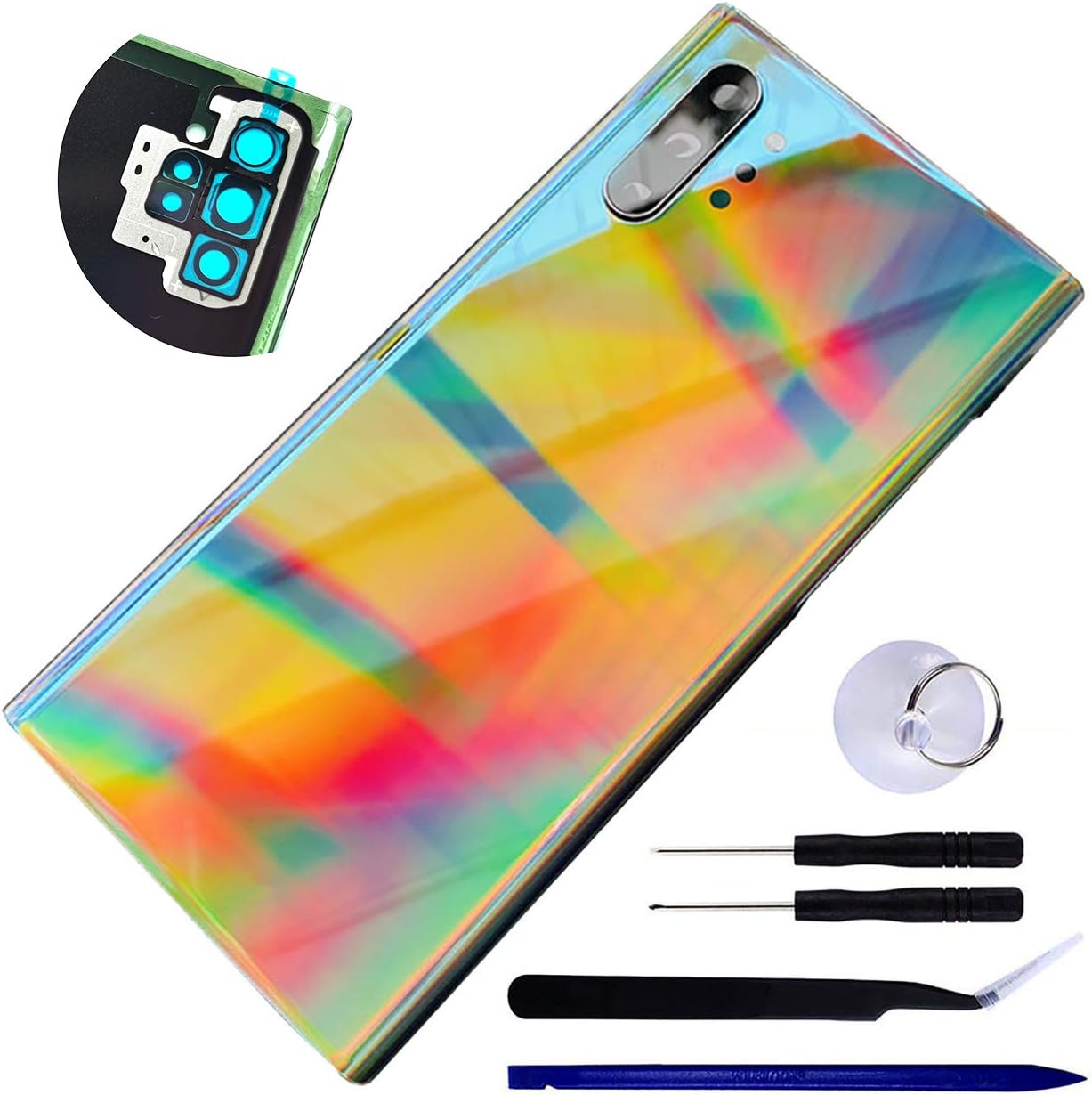 Galaxy Note 10 Plus Back Glass Replacement Door Panel Cover for Samsung Galaxy Note10+ 5G 6.8" N976U SM-N975F N975U Back Cover Housing with Tape Repair Part (Not for Note10) (Aura Glow)