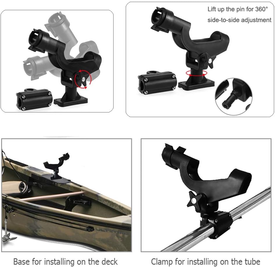 Fishing Rod Holder Boat Rod Holder Large Clamp Opening 360 Degree Adjustable Fishing Rod Racks Fishing Pole Holder for Kayak Boat Dock