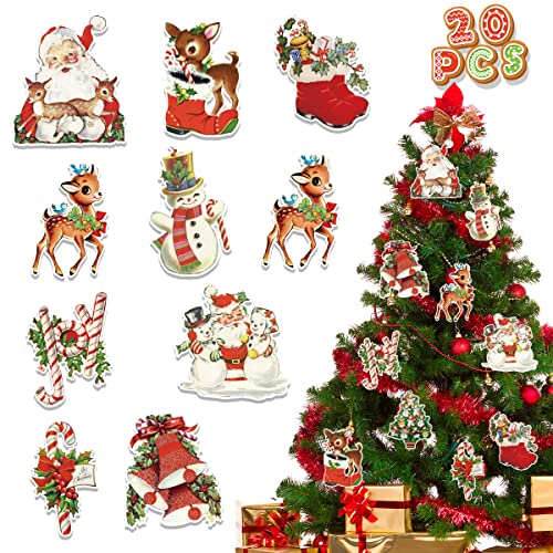 Vintage Christmas Tree Ornaments,20Pcs Paper Christmas Decoration for Christmas Rustic Country Vintage Decoration