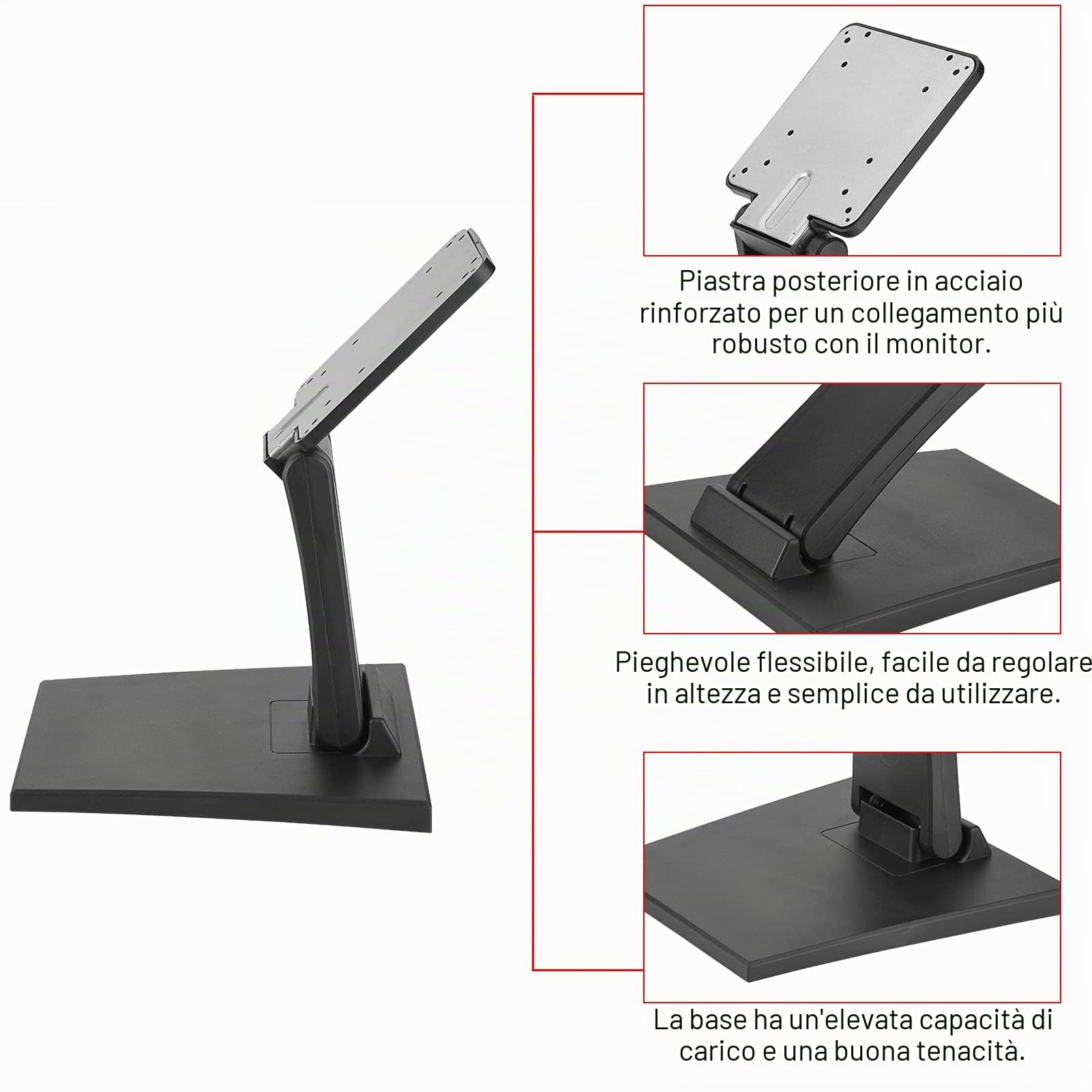 Supporto per Monitor da Scrivania, Supporto per Monitor LCD LED Supporti TV per Schermi Piatti da 10"~24", capacità 10Kg, Supporta VESA, Compatibile con 75x75mm, 100x100mm