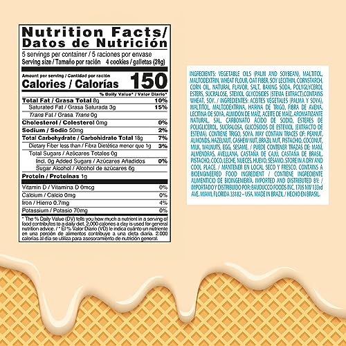 Bauducco Bauducco Vanilla Wafer Cookies - Sugar Free Delicious & Crispy Wafers- 0G Of Added Sugar - 3 Creamy Layers - Great For Snacks & Dessert thumb #4