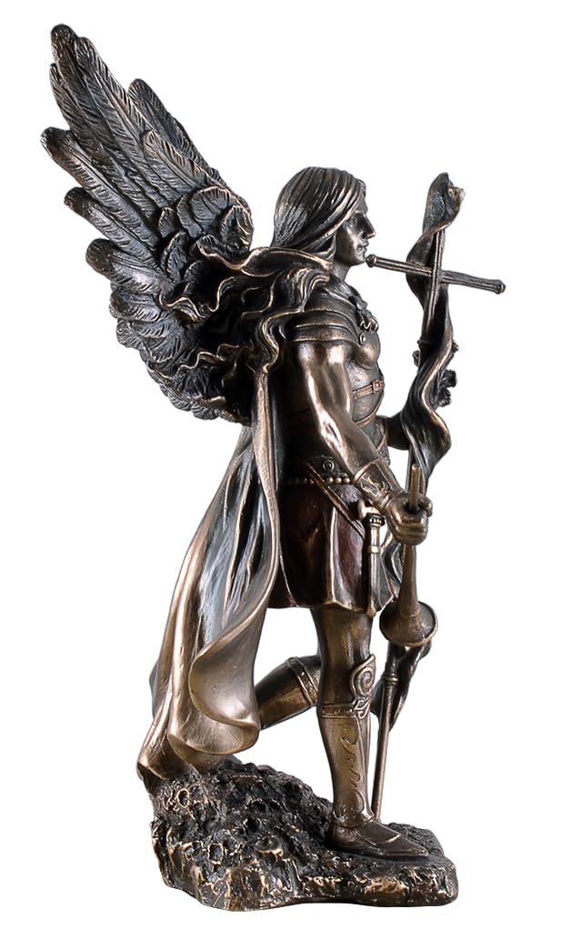 Veronese by Joh. Vogler GmbH Erzengel Gabriel mit Kreuz und Trompete bronziert Figur Engel