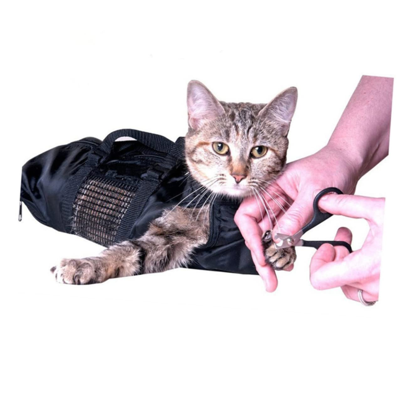 Totority Cat Cleaning Bag Bathing Supplies Nail Clipper Oxford Fabric Mesh Ventilation