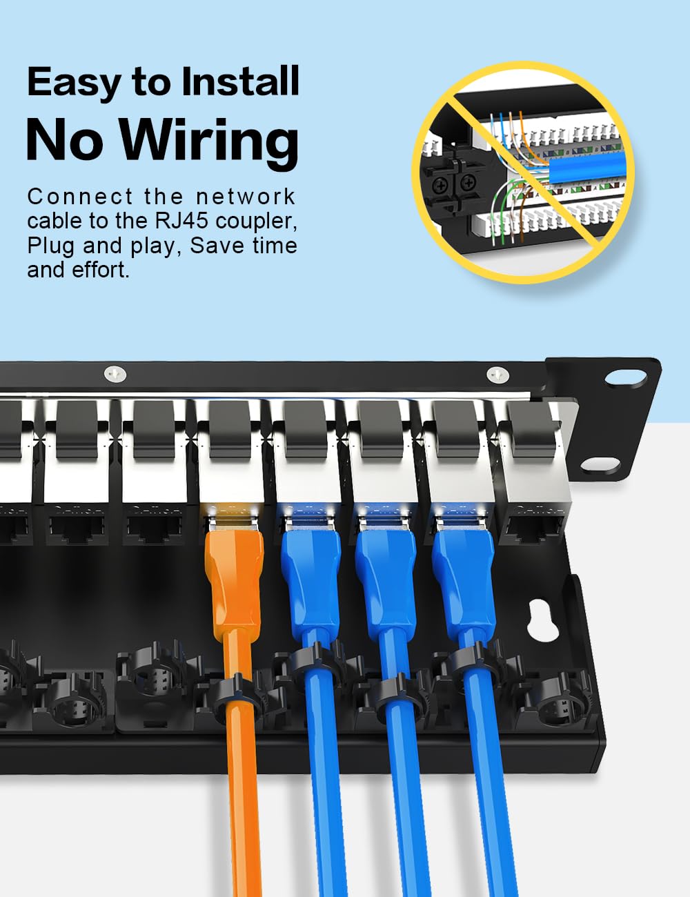 Panneau de brassage Keystone CAT6a à 12 ports pour panneau de brassage réseau monté en rack 1U10" avec gestion intelligente des câbles