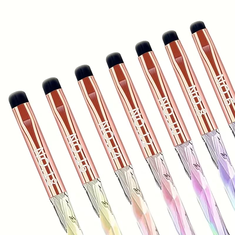 French Tip Brush for Nails, Size 6, Professional Clean Up Brush for Gel Nail Polish, Precision Manicure Brush with Iridescent Handle