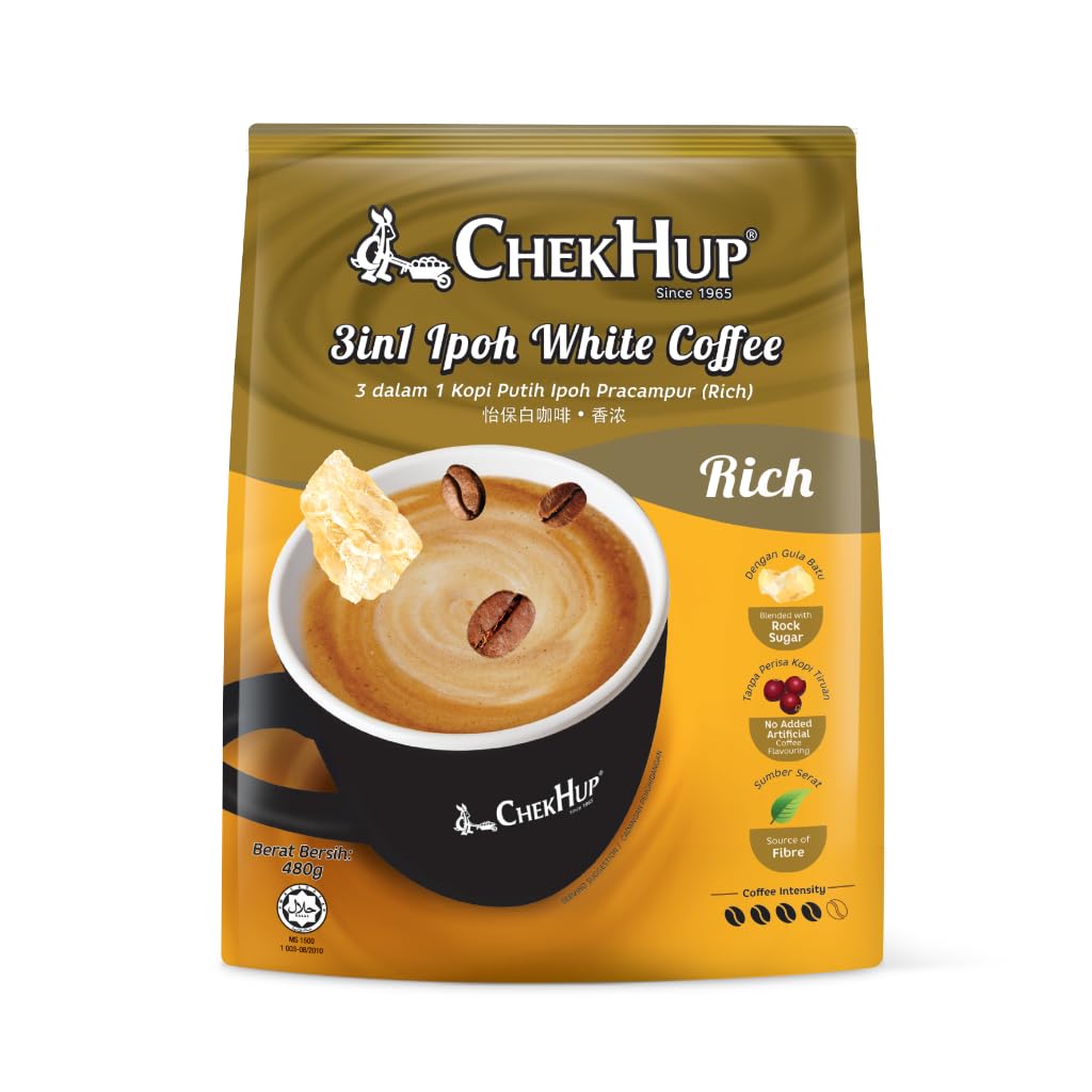 Chek Hup 3 in 1 Ipoh White Coffee King With Rock Sugar 12 Sachets ( 10 Pack )