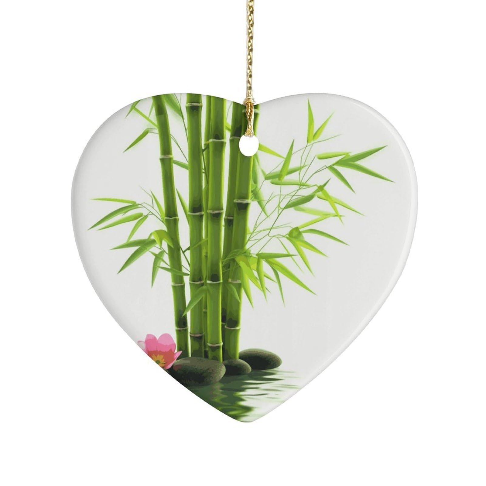 Fekiloot Style Green Bamboo Lotus Ceramic Ornament Home Decor Keepsake