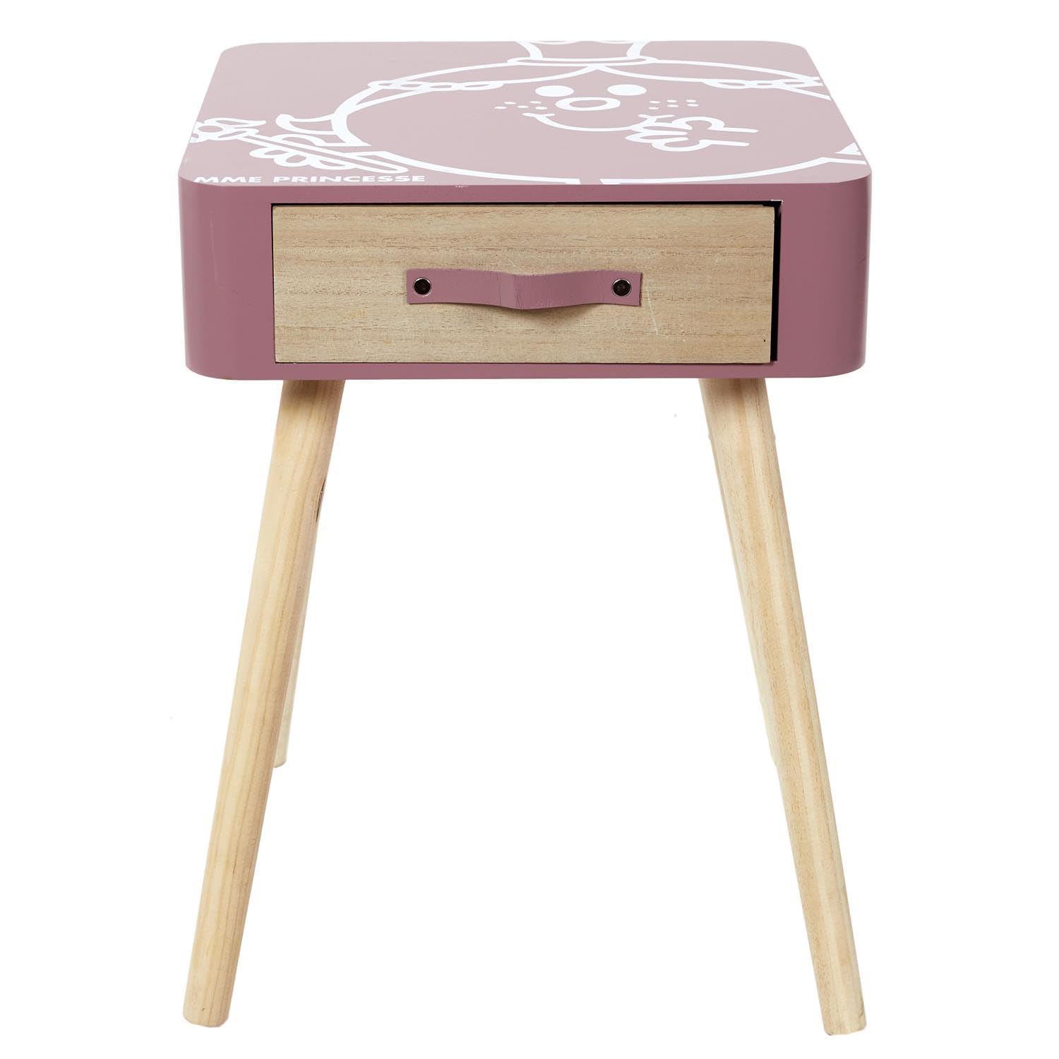 Table De Chevet Monsieur Madame - Madame Princesse - Rose - L 35 X H 48 X P 35 Cm