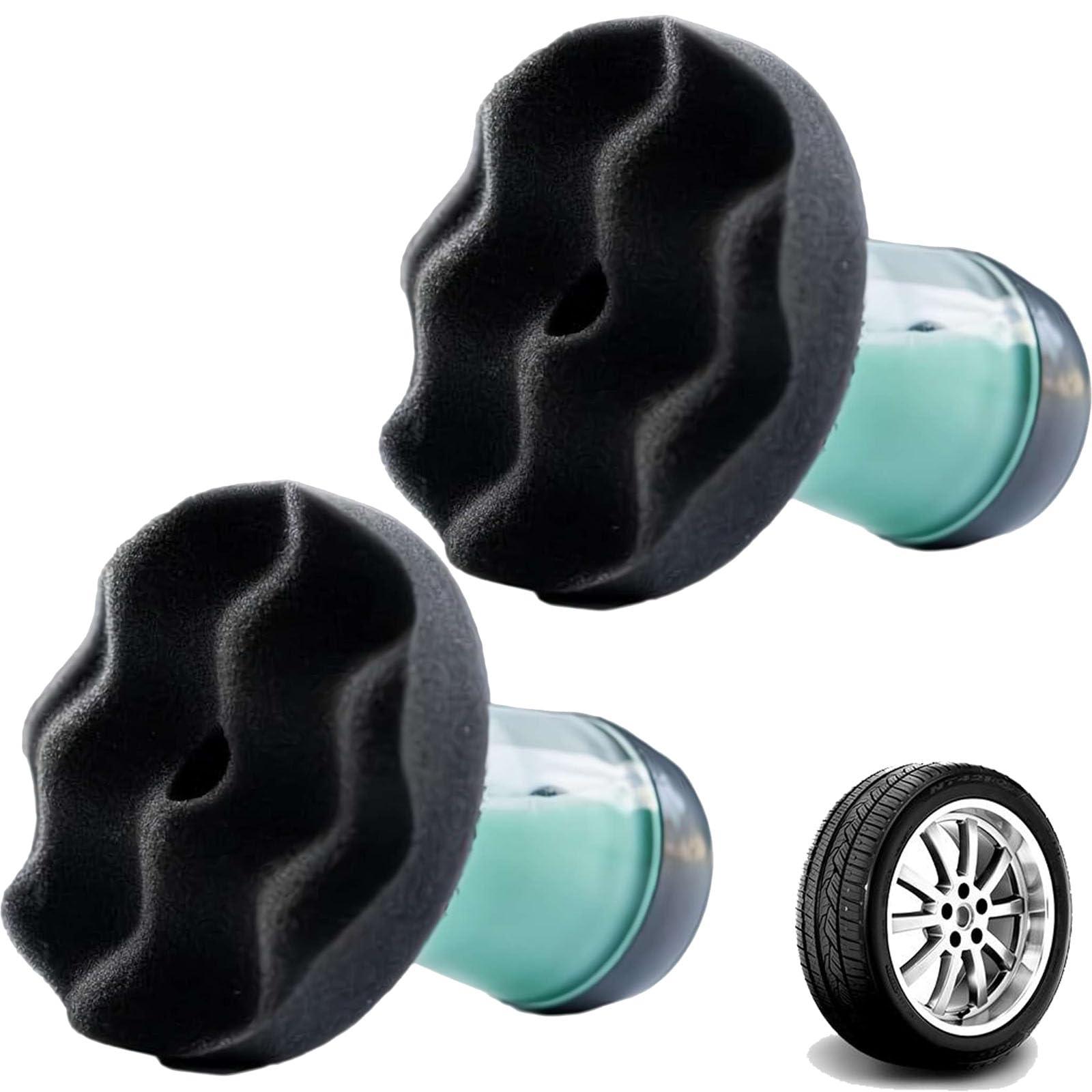 2-Pack 2025 Upgrade Reusable Tire Shine Applicators: Essential No-Drip Detailing Foam Pads