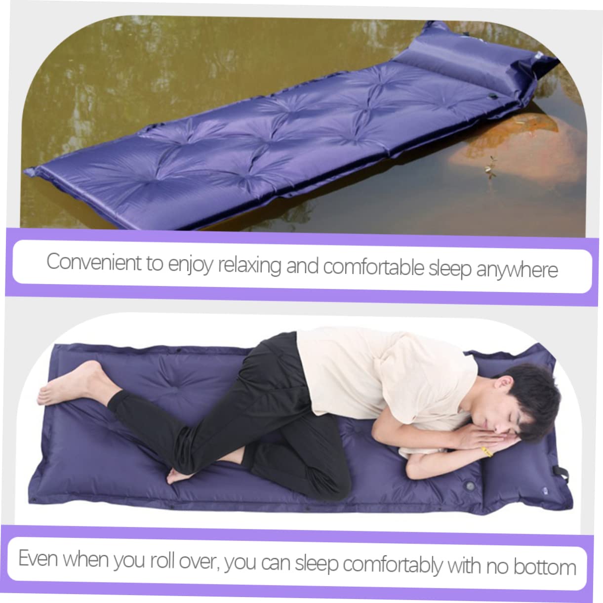 GOOHOCHY Portable Camping Pad Automatic Inflation Soft Surface Sleeping Mat for Outdoor