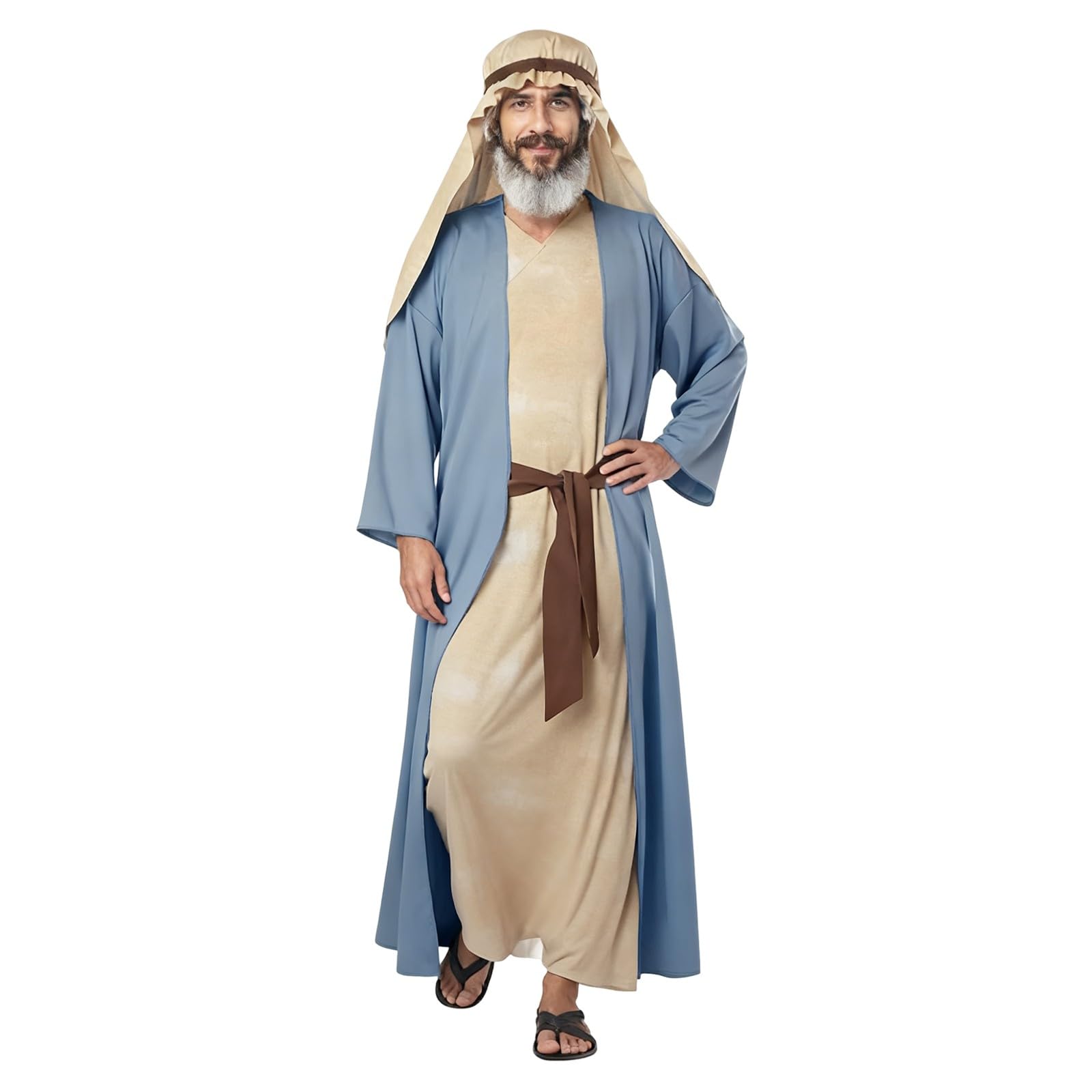 Shepherd Costume for Adult Joseph Costume Men Innkeeper Outfit Mary Outfit Nativity Fancy Dress for Christmas Plays, Religious Parties, Easter, Bible, Living Nativity Scene (A01-Blue, One Size)