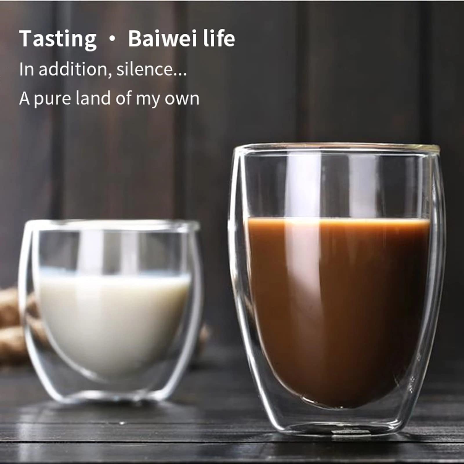 6 Stück 350 ml doppelwandiges Teeglas für Bier, Kaffee, handgefertigt, kreatives Getränk, transparentes Trinkgeschirr (Einheitsgröße) (Einheitsgröße)