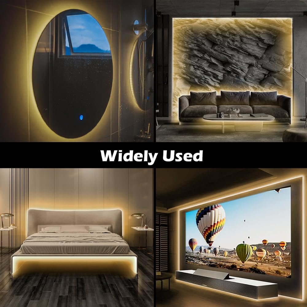 ZSLAIFU - 24V COB LED Lichtleiste, LED Hintergrundbeleuchtung, warme LED Lichtleiste mit Fernbedienung, COB flexibles Licht für Schlafzimmer, Schminkschrank DIY Beleuchtung Spiegel
