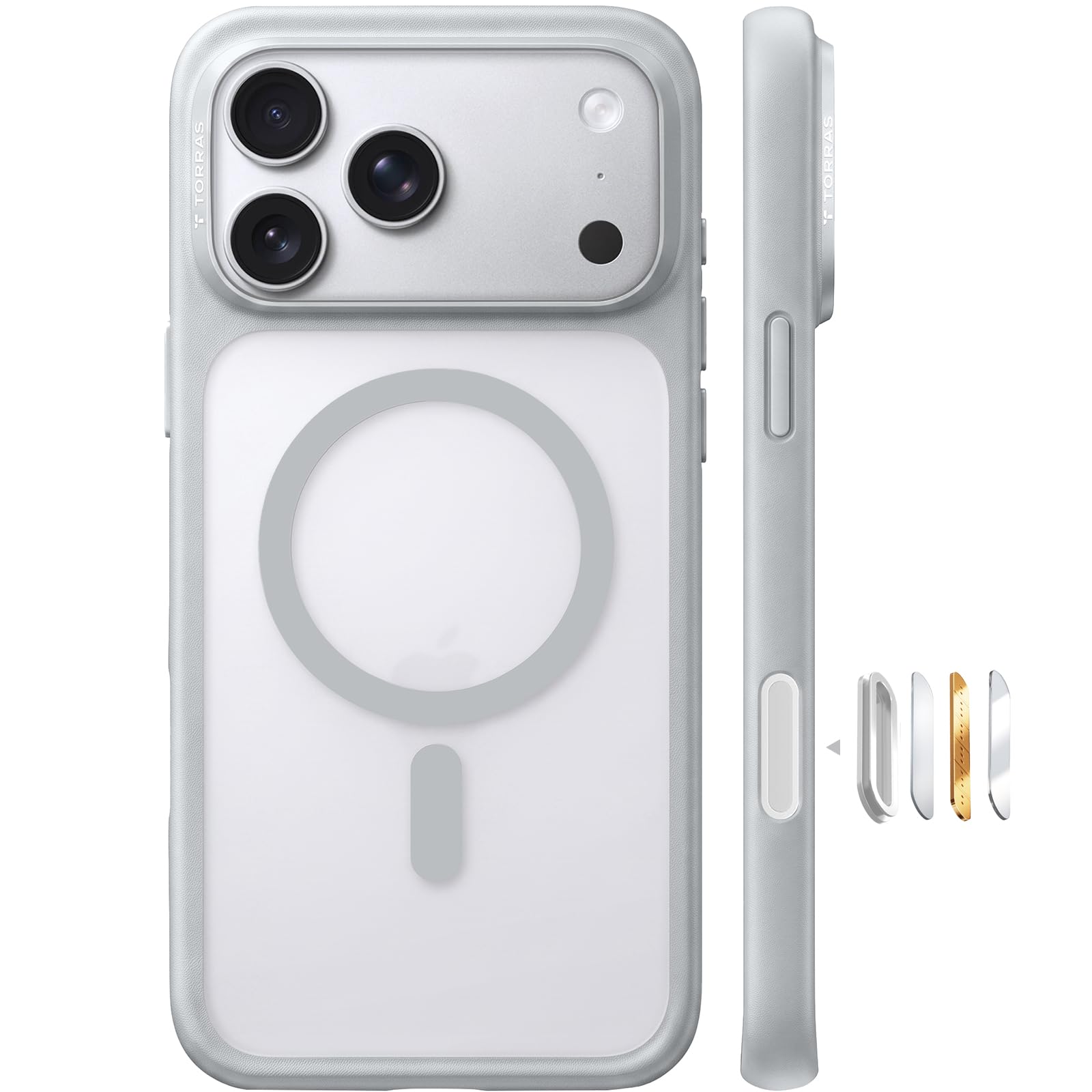TORRAS Stronger Magnetic Shockproof for iPhone 18 Pro Case, Silver Gray