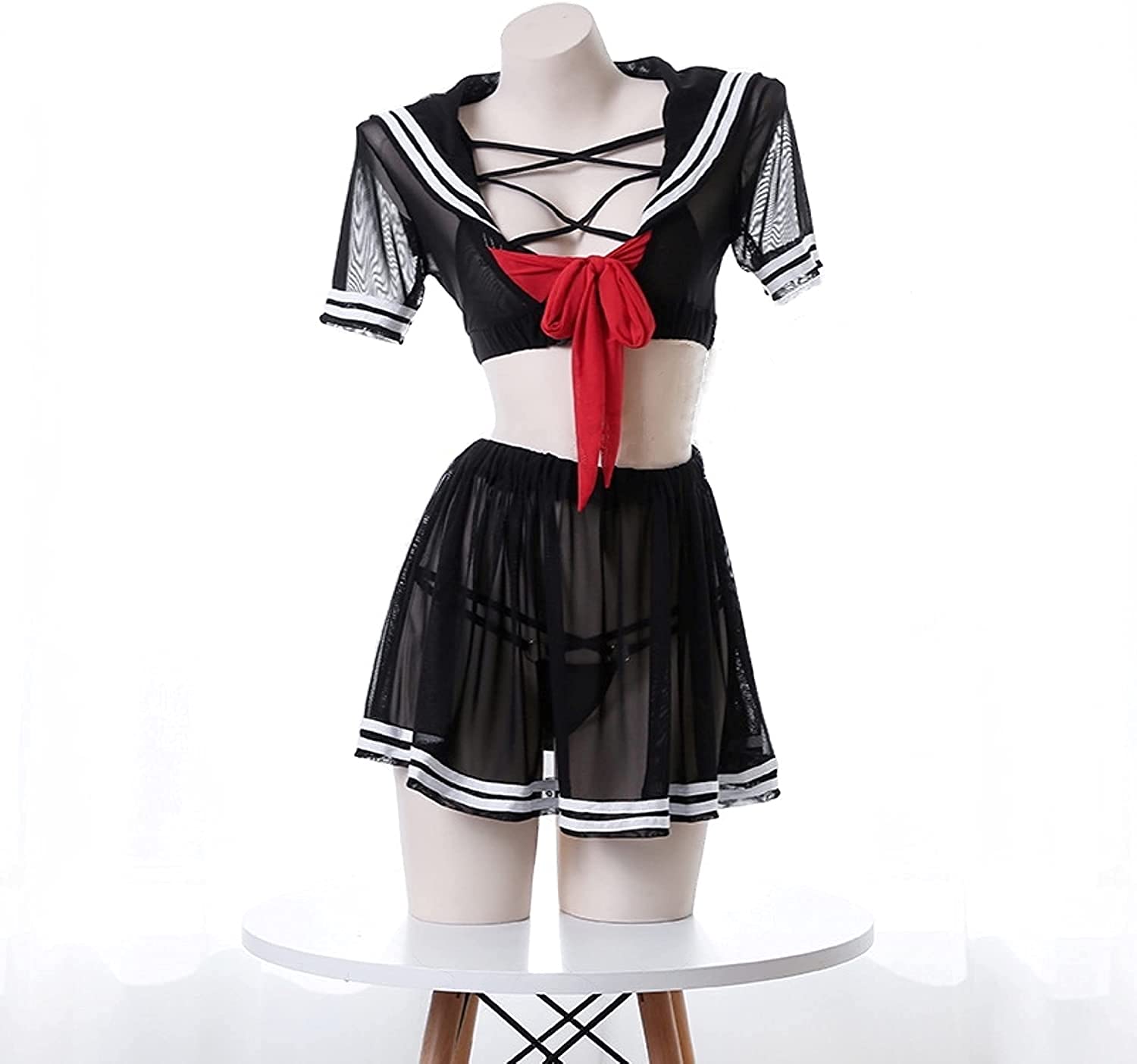 cool_coscosplay 透視 女子高生 コスプレ セクシー セーラー服 コスチューム JK エロ 制服 リボン ミニスカート せくしー こすふコスプレセクシー 衣装 過激 かわいい 5点 セット (オーダーメイド)