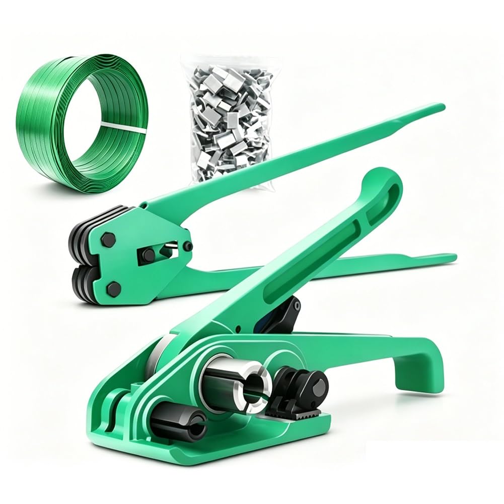 Kit for imballaggio e reggiatura in plastica-acciaio PET | Verde, 330/680 m, for tutti i tipi di imballaggi e reggette(680m)