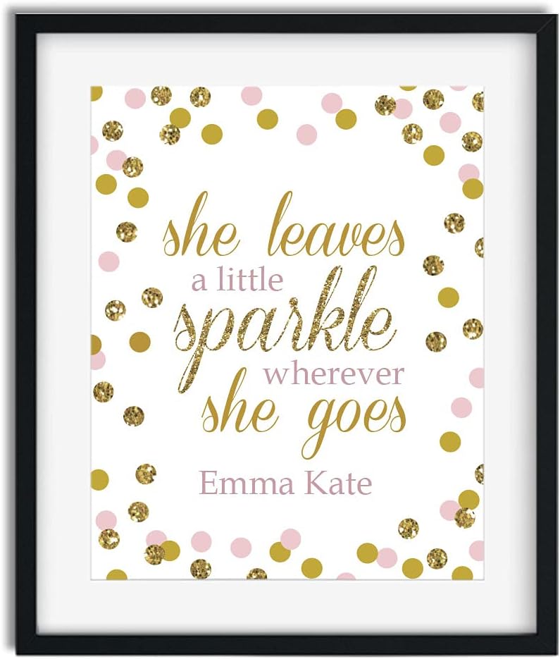 Canary Road She Leaves a Little Sparkle Print | Color Choices | Teenage Girl Room | Glitter Wall Art for Girls | Girls Room | Girls Room Decor | Dorm Decor | Pink Gold Room | Teal Gold Nursery