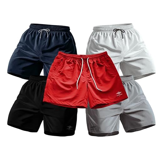 Kit 5 Shorts Praia Masculino Academia Corrida Treino Básica Colorido Sortido com Elástico