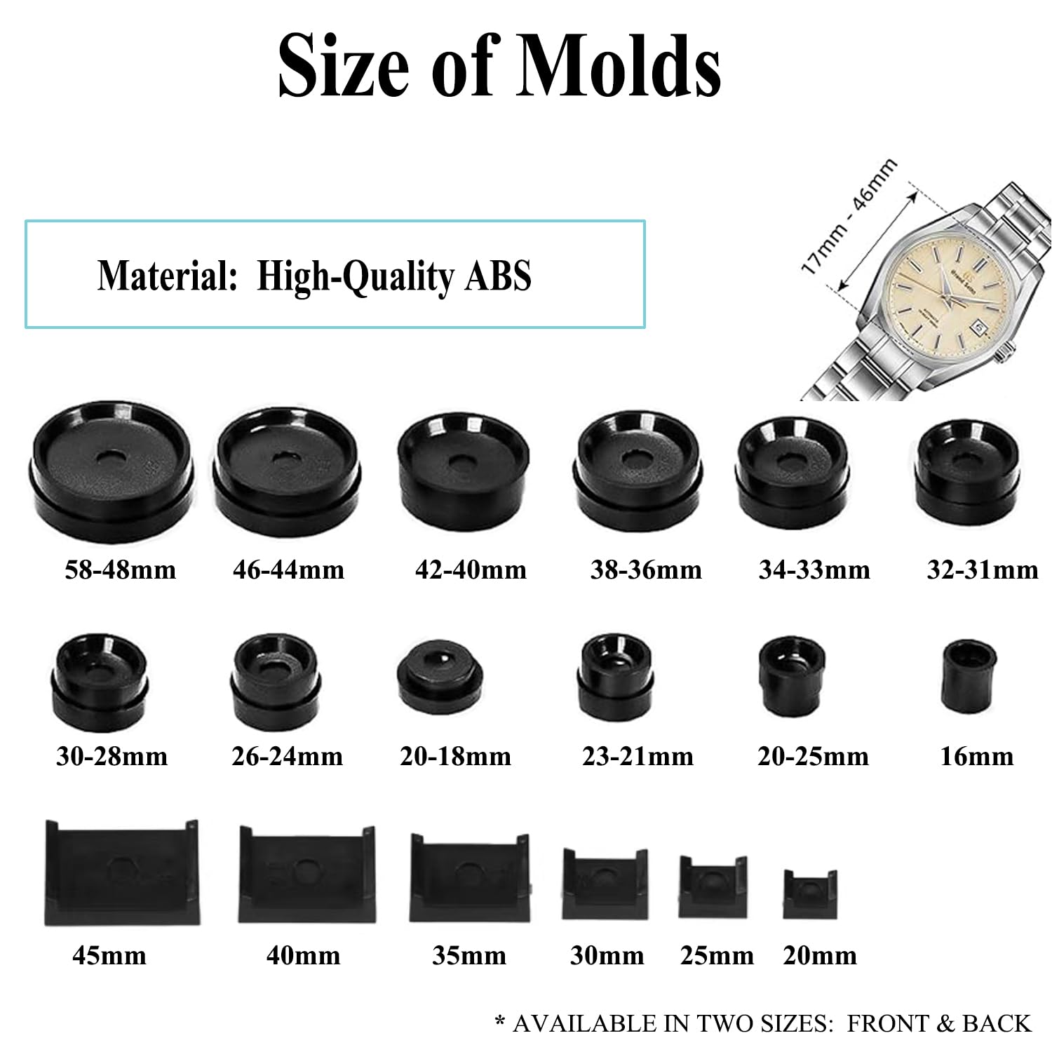 Narzędzie do prasy do zegarka, zamknięcie tylnej obudowy do zamykania osłony, wymiana baterii zegarka, zestaw naprawczy do zegarków na rękę z formami 18 szt., kompatybilny z okrągłymi