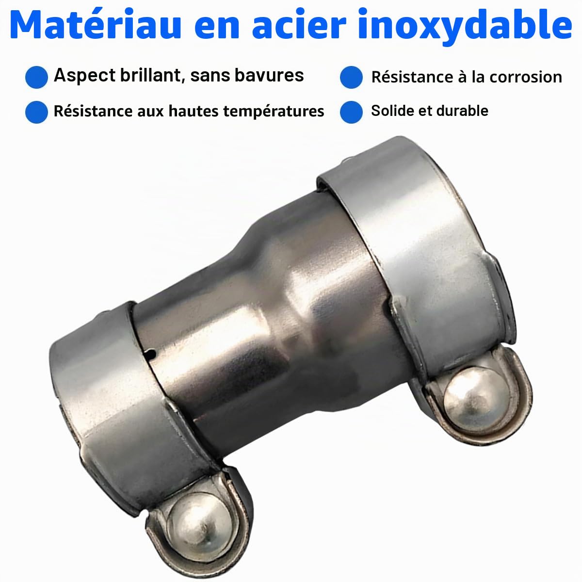 Raccord Réducteur pour Tuyau d'échappement 40mm à 45mm Connecteur de Tuyau Collier échappement Tuyau de Raccordement Réducteur Acier Inoxydable Collier de Serrage Réduction