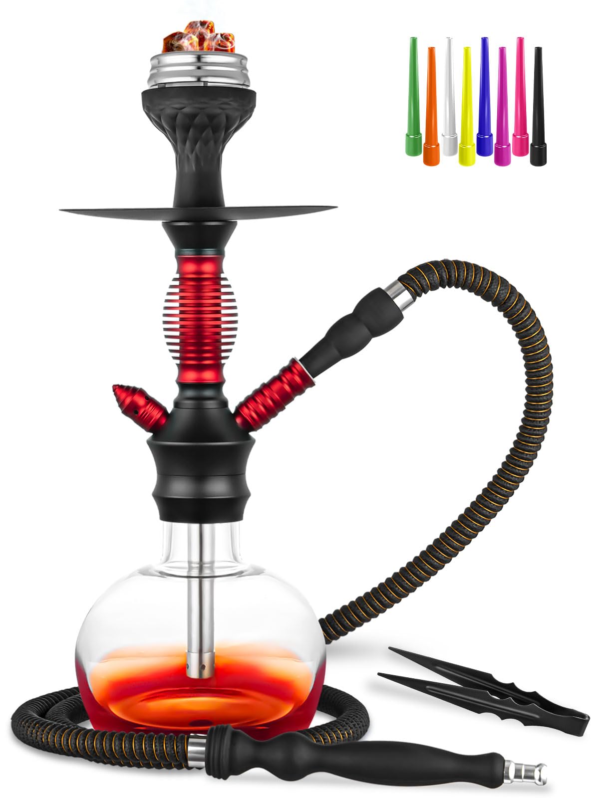 Hookah 18 Hookah Set With Everything - Colored Glass Vase Hookah Charcoal Holder Tips Hookah Bowl ong Hose