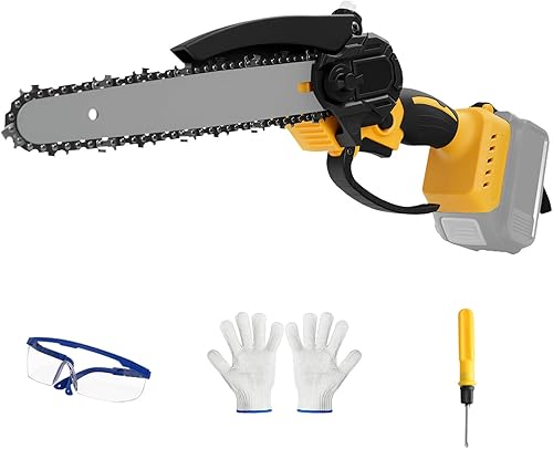 Motosierra inalámbrica para batería Dewalt de 20 V, mini motosierra sin escobillas con bloqueo de seguridad, sierra de cadena de 8 pulgadas para