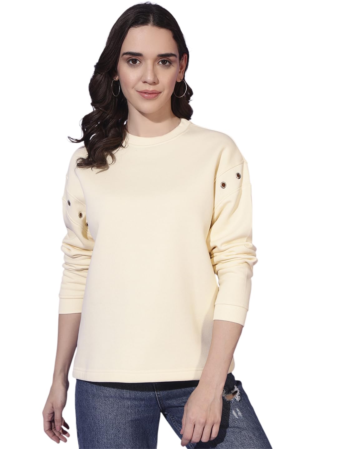 blooming tales Women’s Sweatshirt | Cotton Blend Fleece Winter Top | Full Sleeve Round Neck Pullover | Solid Casual Wear for Women | XS–XL-picture-19