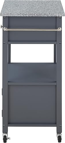 Miniatura 3 de OSP Home Furnishings Fairfax - Carrito de cocina con parte superior de trabajo de granito y cajón de almacenamiento adicional y gabinete, color gris