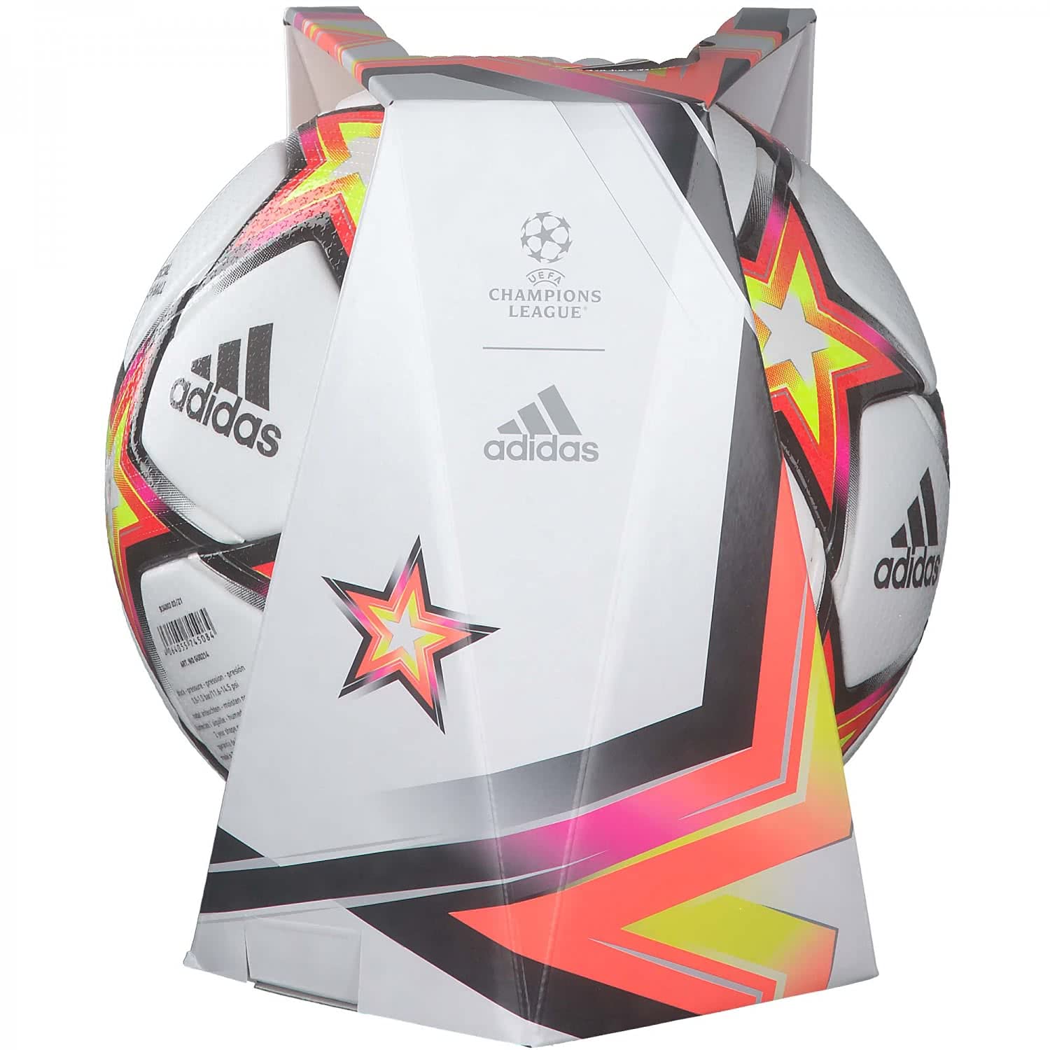 Adidas GU0214 UCL Pro PS Recreational Soccer Ball Unisex Top:White/Solar Red/Solar Yellow/Black Bottom:Shock Pink F18/SILVER Met./Iron Met. 5