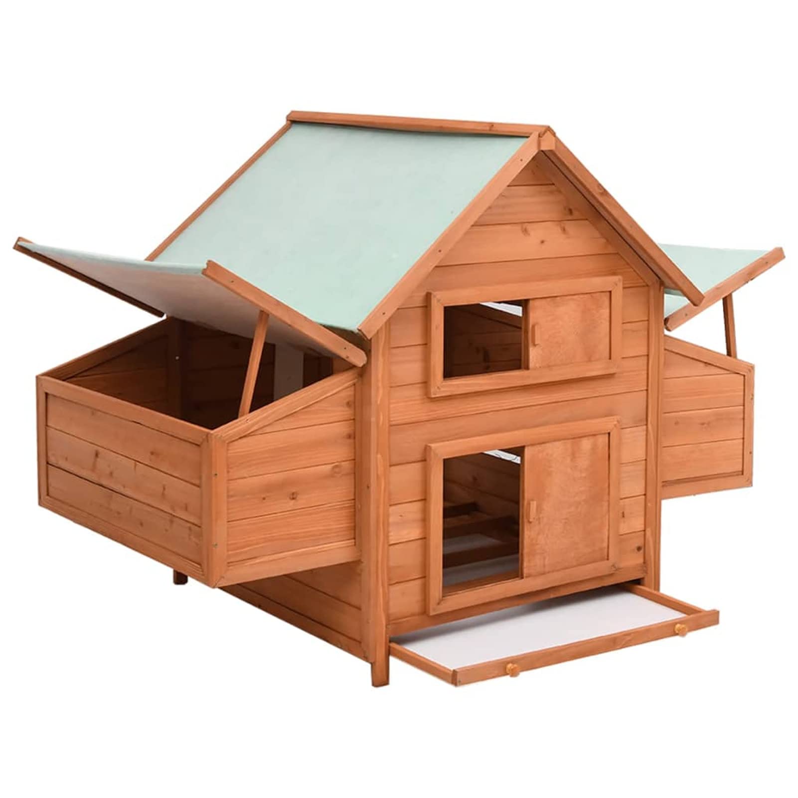 Homgoday Gallinero de 152 x 96 x 110 cm de madera maciza de madera firme, gallinero y corral, gallinero, jaula de aves de corral para gallinas, patos, conejos, perros, jaula de aves de corral